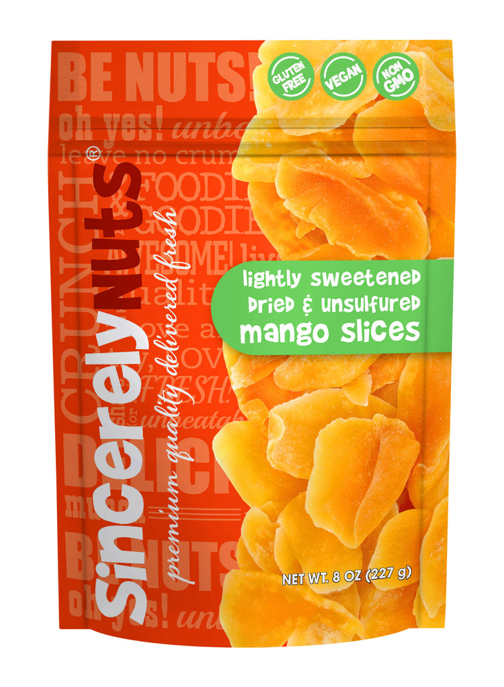 Lightly Sweetened Dried & Unsulfured  Mango Slices 8 Oz. (12 Pack)