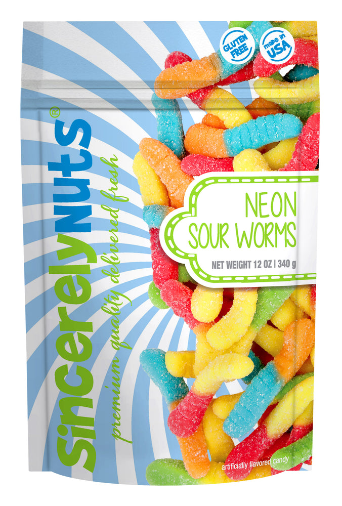 Assorted Neon Sour Worms 15 Oz (12 Pack)
