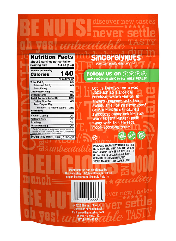 Lightly Sweetened Dried & Unsulfured  Mango Slices 8 Oz. (12 Pack)