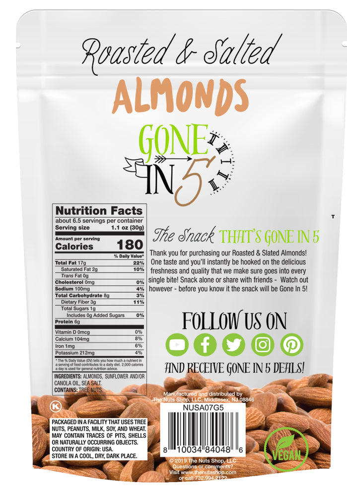Roasted & Salted Almonds 7 Oz (12 Pack)